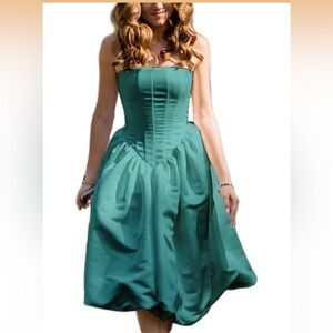 Tahari Strapless Green Dress